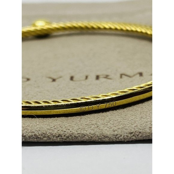 DAVID YURMAN Confetti Bangle Bracelet Diamonds 18K Yellow Gold  7.5” 2.6MM Wide - Picture 9 of 10